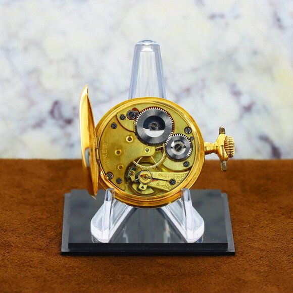 Omega 18kt Yellow Gold ’Grand Prix Paris 1900’ Pocket Watch 45.5mm White Enamel - Picture 6 of 7